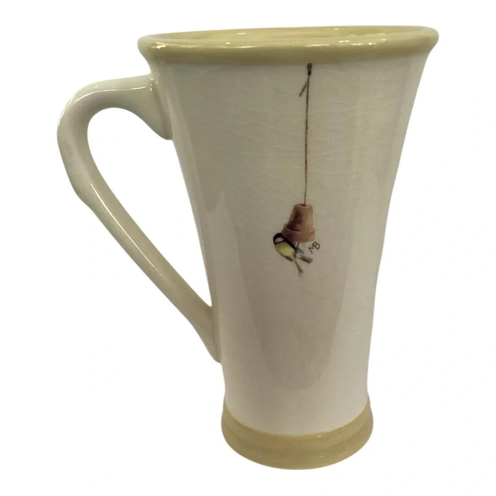 Vintage Marjolein Bastin Birdhouse Mug Coffee Latte Tall Tea Signed Birds Cup - Picture 2 of 7